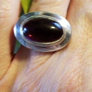 STERLING HORIZONTAL RING/ AMETHYST OR GLASS?!